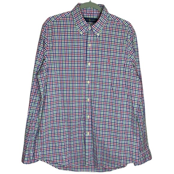 Polo Ralph Lauren Shirt Mens Large Colorful Button Down Plaid Long Sleeve Preppy - Picture 2 of 13